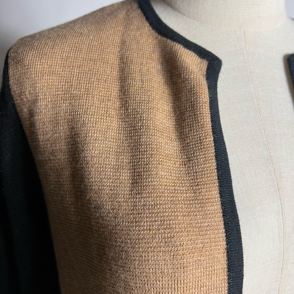 Talbots Colorblock Tan Black Open Front Longline … - image 4